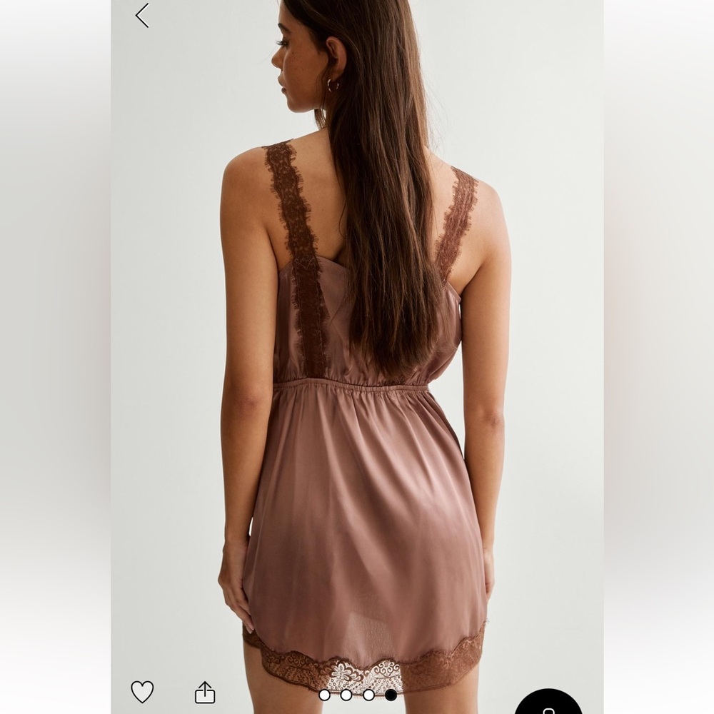 Nasty Gal Nessa Barrett Satin Lace Applique Tie Front Mini Dress - Picture 3 of 4